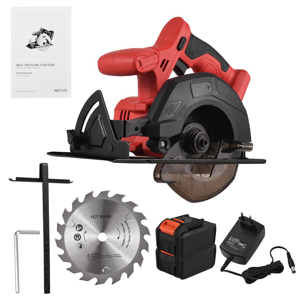 Аккумуляторная циркулярная пила, 20 В, лезвие 18 зуб., 140 мм, 5–3/8 дюйма, 3800 об/мин, переменная скорость, 2,0 Ач.