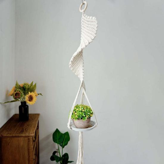 Подвесной кашпо с кисточками, хлопковые цветочные горшки ручной работы, гобелен, сетчатая сумка, домашний декор