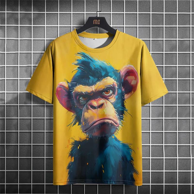 Fashion Funny Animal 3D Printed Men's T-shirt Summer Casual Loose Short Sleeve Plus Size Men and Women's Tees Tops Outdoor Streetwear