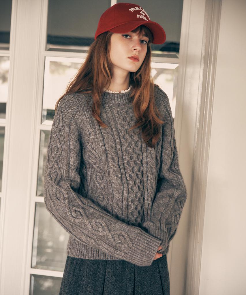 ROLAROLA Round Cable Label Knit Gray
