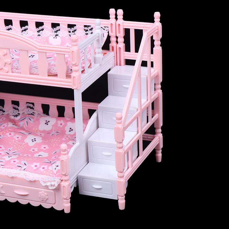 Creative Doll Double Bed Sheet Pillow Bunk Bed Toy Play House Accessories