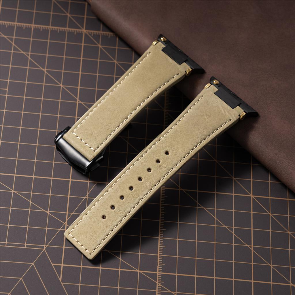 Ремешок из натуральной кожи для Apple Watch Ultra 3 2 49 мм Серии 11 10 46 мм Кожаный ремешок Crazy Horse для Iwatch 9 8 7 6 Se3 45 мм 44 мм