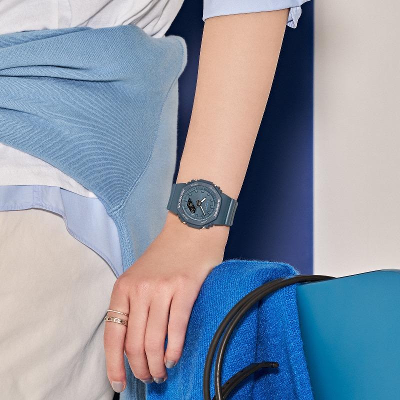Casio Мужские кварцевые часы GMA-P2100BA-2A, противоударные, водонепроницаемые 200м, аналоговые, из смолы