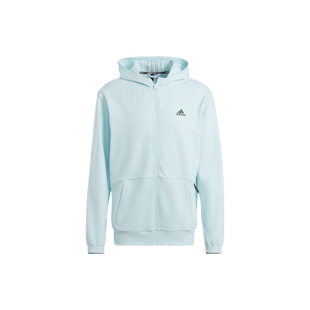 Adidas Aeroready Yoga Full-Zip Hoodie Striped Logo Print Sports Jacket Men Jacket Blue HM8050