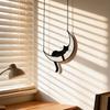 Cat On Moon Hanging Ornament Stained Glass Window Hanging Suncatcher Acrylic Panel Wall Art Memorial Gift for Women Wife Mom Cat Lovers
