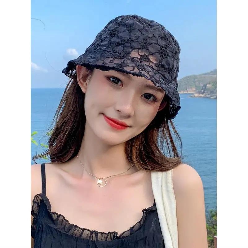 WTEMPO Lace Hollow Out Hat for Women Soft Lace Flower Wide Brim Sun Hats Floppy Summer Hat Dress Lace Ladies Beach Hat