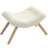 Fleece-Covered Footstool, Wooden Legs, Padded, Cream White