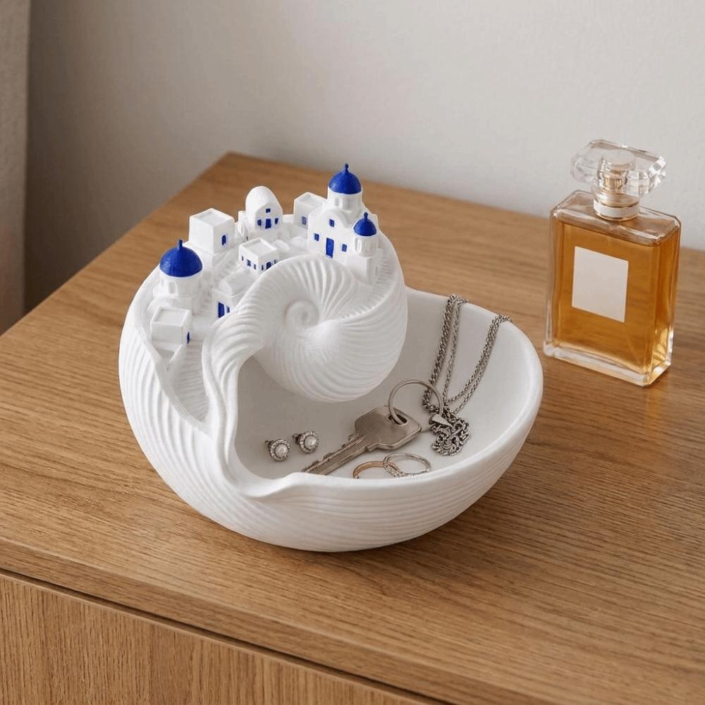 Conch Shell Shape Coastal Style Key Tray 3D Printed Conch Shell Storage Box Desktop Ornament