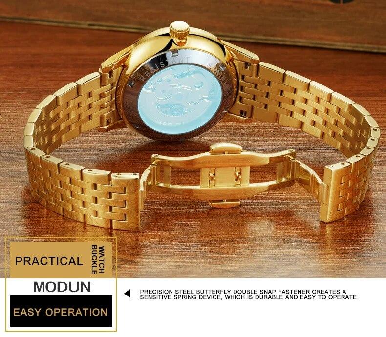 Gold Dragon Design Luxury Automatic Mechanical Watch for Men Super Brand Stainless Steel Luminous Waterproof Men's Watch