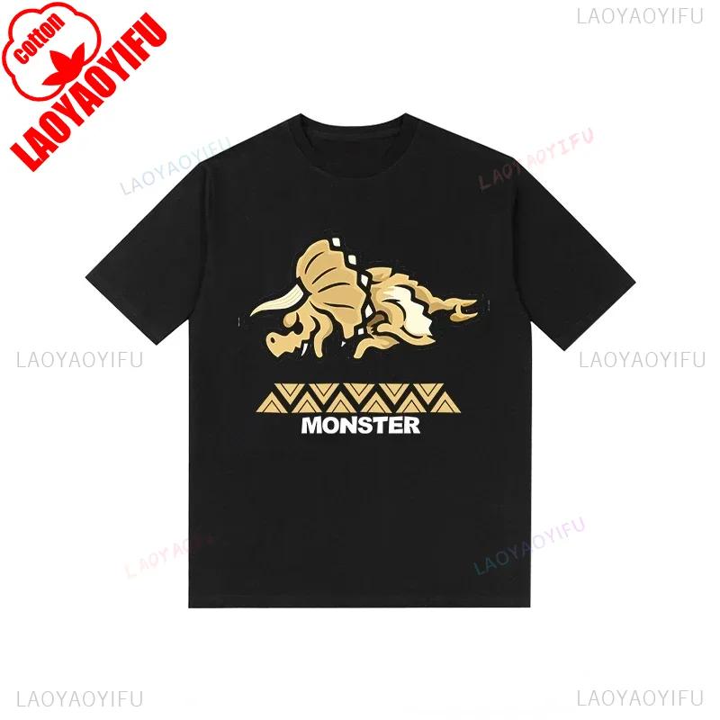Футболка Monster Hunter Смешная для фанатов игры Мультяшные Топы Хлопок Корейский Стиль Короткий Рукав Повседневная Хипстер Уличная Одежда Мужские Футболки