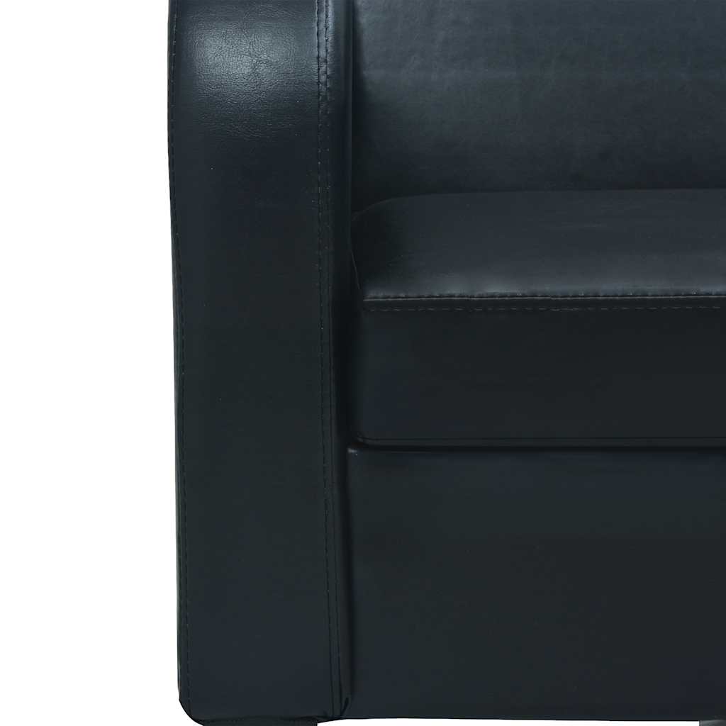 2 Seater Faux Leather Sofa in Black