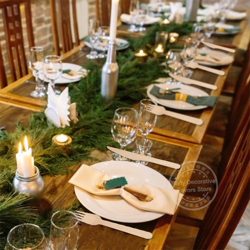 Disposable Wooden Spoon Fork Knife Cutlery Set Rustic Wedding Birthday Party Tableware Decoration Supplies Dessert Cake Scoop