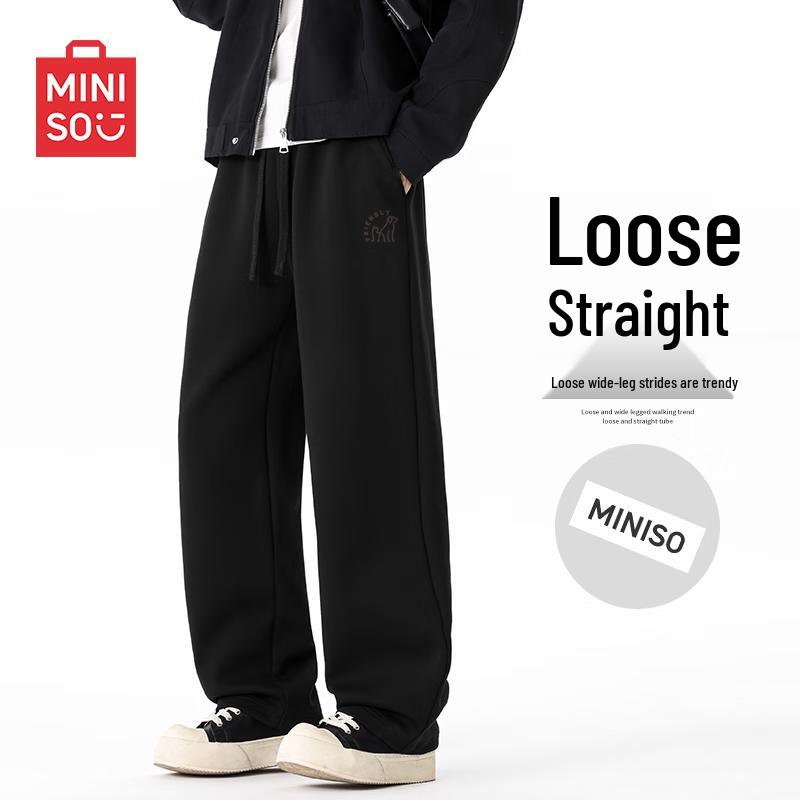 MINISO Men's Cotton-Feel Loose Straight-Leg Sweatpants