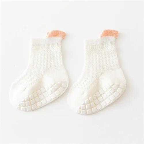 Сладкие кружевные носки для девочки, противоскользящие, с клейкими точками, однотонные, хлопковые, для младенцев, дышащие, детские носки для пола