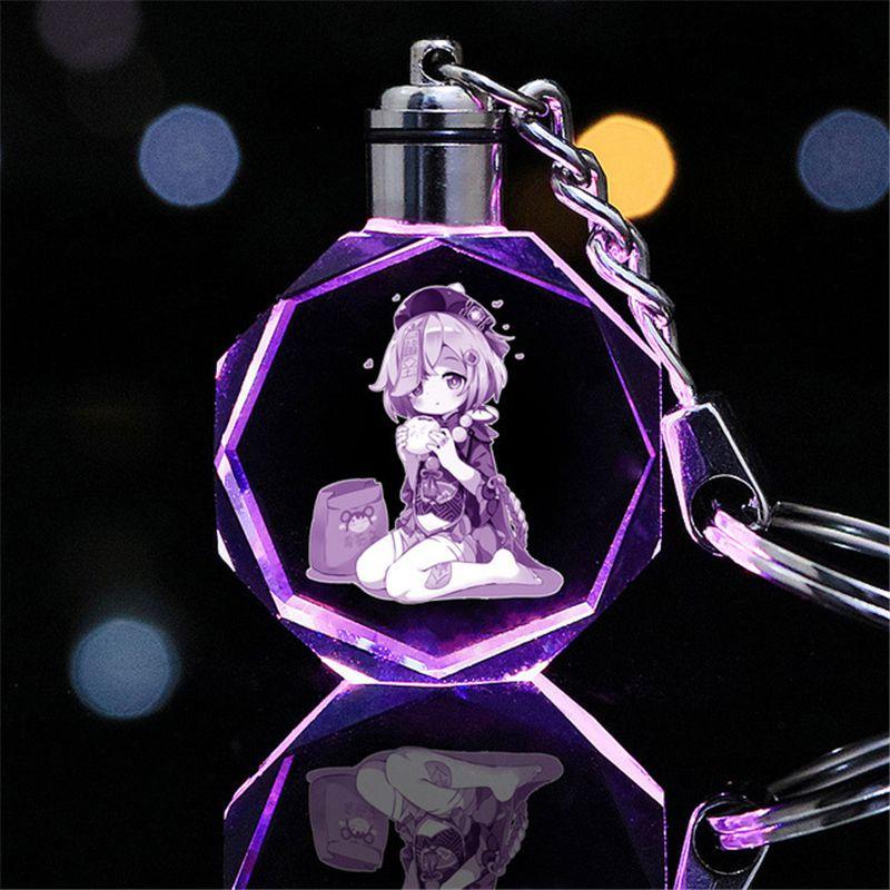 Элегантный кристальный брелок Genshin Impact с потрясающей светодиодной разноцветной подсветкой для всех случаев жизни