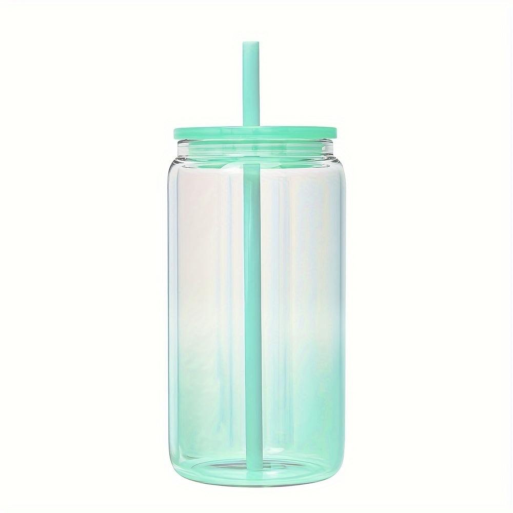 1 шт 16 унций (480ml) Стакан Mason Cups с градиентным цветом, стеклянный, с крышкой и трубочкой, многоразовый стакан для холодного кофе, смузи или кружка Boba