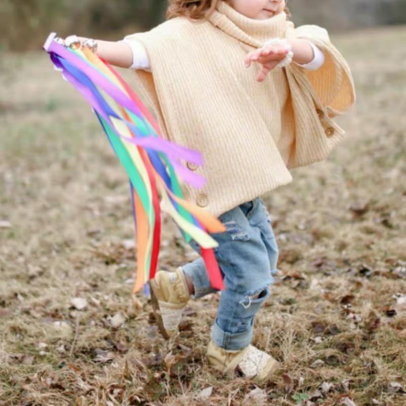 2 шт. Детская уличная игрушка в стиле Монтессори, сенсорная игрушка, лента для бега и танцев, кольцо, без БПА, для новорожденных и старше, развивает распознавание цветов