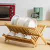 Collapsible Bamboo Dish Drying Rack - Plate Holder Dish Rack Cup Drying Strainer for Dish, Plate, Bowls, Cup