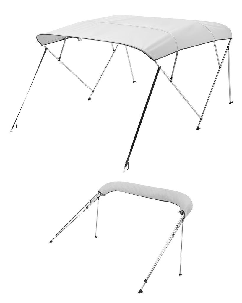 VEVOR 4 Bow Boat Bimini Tops, 600D Polyester Canopy with Aluminum Alloy Frame, Waterproof & Sun Shade Boat Awning Canopy with Storage Bag