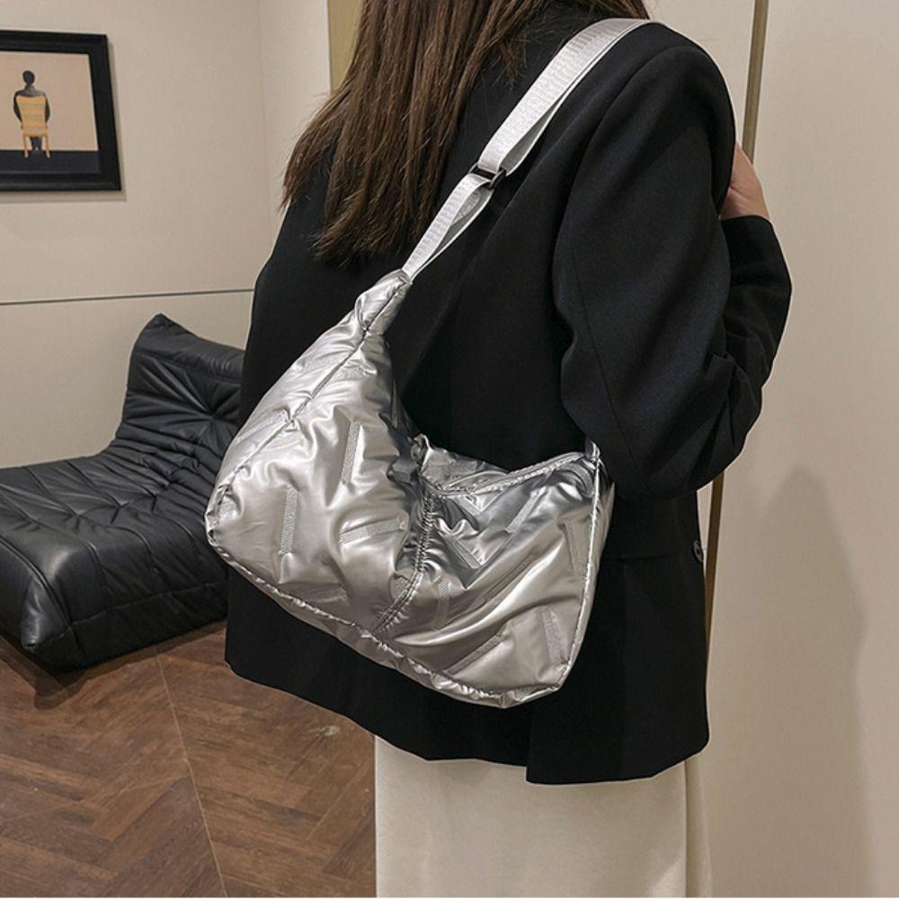 Dumpling Bag Crossbody Bag Large Capacity Nylon Handbag Bright Space Cotton Tote Bag Office Worker