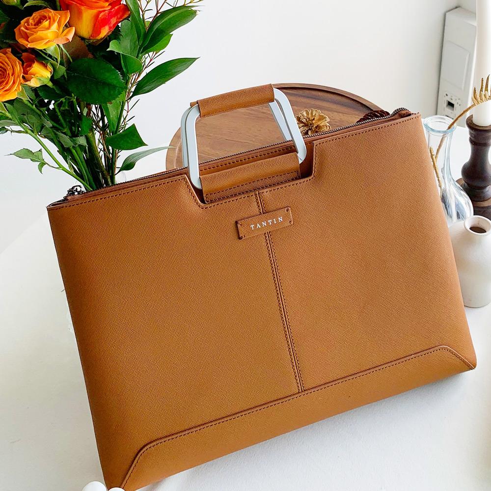 Tantin Taylor Men'S Leather Briefcase T11003 Tan / Large