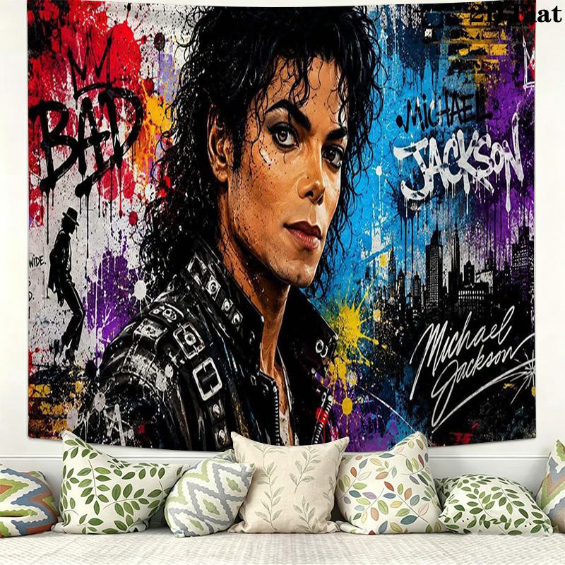 King of Pop Wall Tapestry Aesthetic Wall Hanging Printed Fabric Blanket Decorative Tapestries for Bedroom Living Room Home Decor