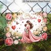 2D Flat, 1pc "Feliz Día De Las Madres" Mother & Floral Plaque, 12"×8" - Pink Rose & Butterfly Decor Sign - Aluminium Wall Hanging Decoration, Warm