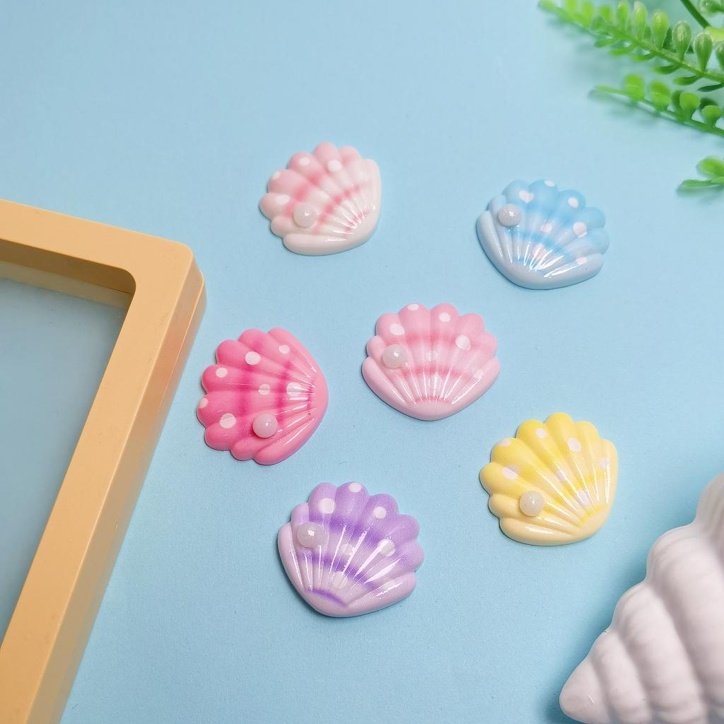Bulk 100Pcs/Bag Assorted Colorful Seashell Flatback Resin Cabochons Embellishment for Jewelry Making Scrapbooking Keychain Decor
