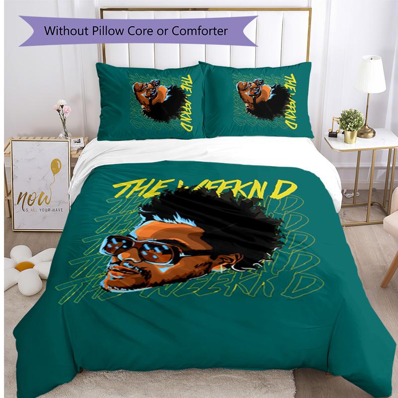 The Weeknd Printed 3PCS Bedding Set Soft Breathable Duvet Cover Pillowcases Set Washable Bedroom Decor Home Gift