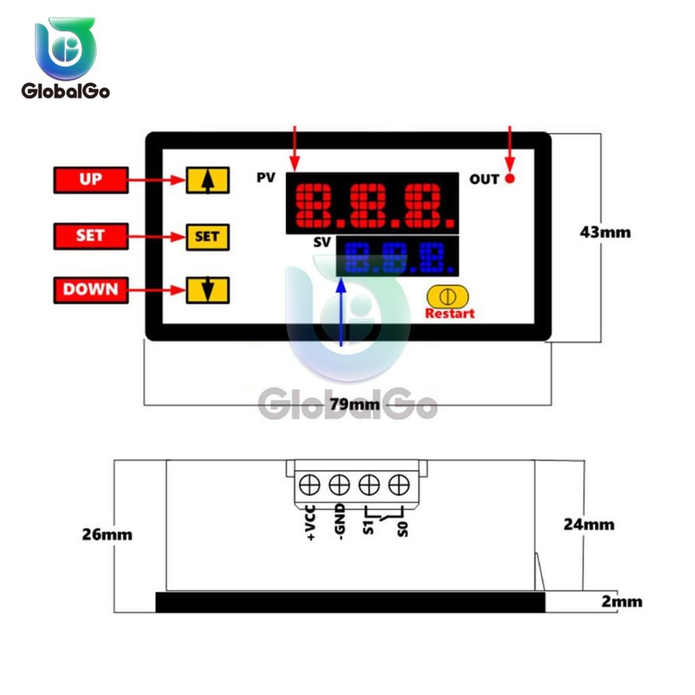 Intelligent Thermostat Temperature Control 1 Way 10A Relay -60~500 Degree K Type M6 Thermocouple Sensor DC 5V 12V 24V AC 220V
