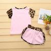 Комплект из 2 предметов с леопардовым принтом для девочки, летний топ с короткими рукавами и круглым вырезом, шорты, милый костюм для сестер на каждый день, для фотосессий и вечеринок