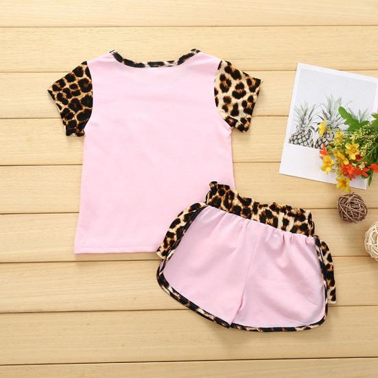 Комплект из 2 предметов с леопардовым принтом для девочки, летний топ с короткими рукавами и круглым вырезом, шорты, милый костюм для сестер на каждый день, для фотосессий и вечеринок