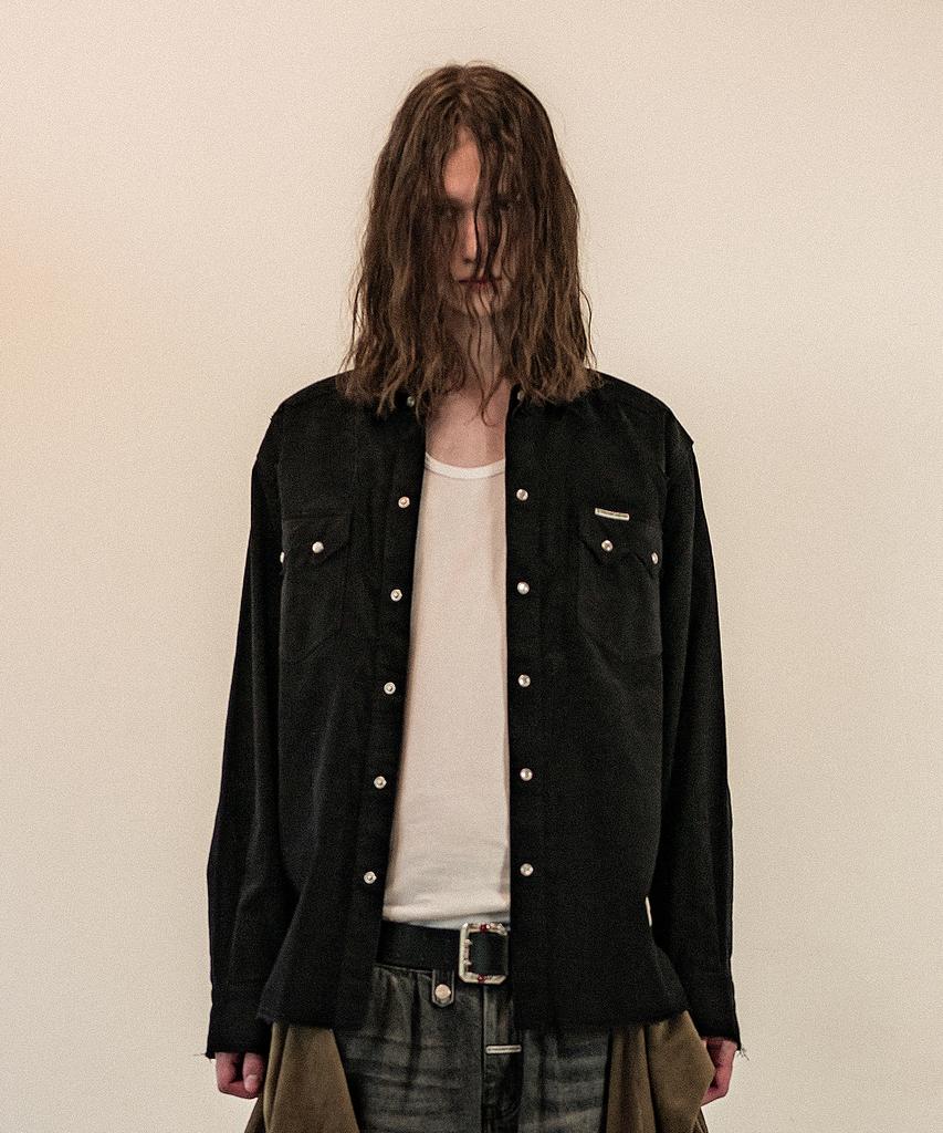 THEVINYLHOUSE Corduroy Western Shirts Black