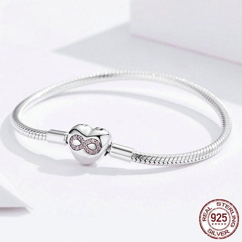 Оригинальный женский серебряный браслет Eternal Heart S925 из стерлингового серебра ко Дню Святого Валентина, базовая цепочка «сделай сам», женский серебряный браслет