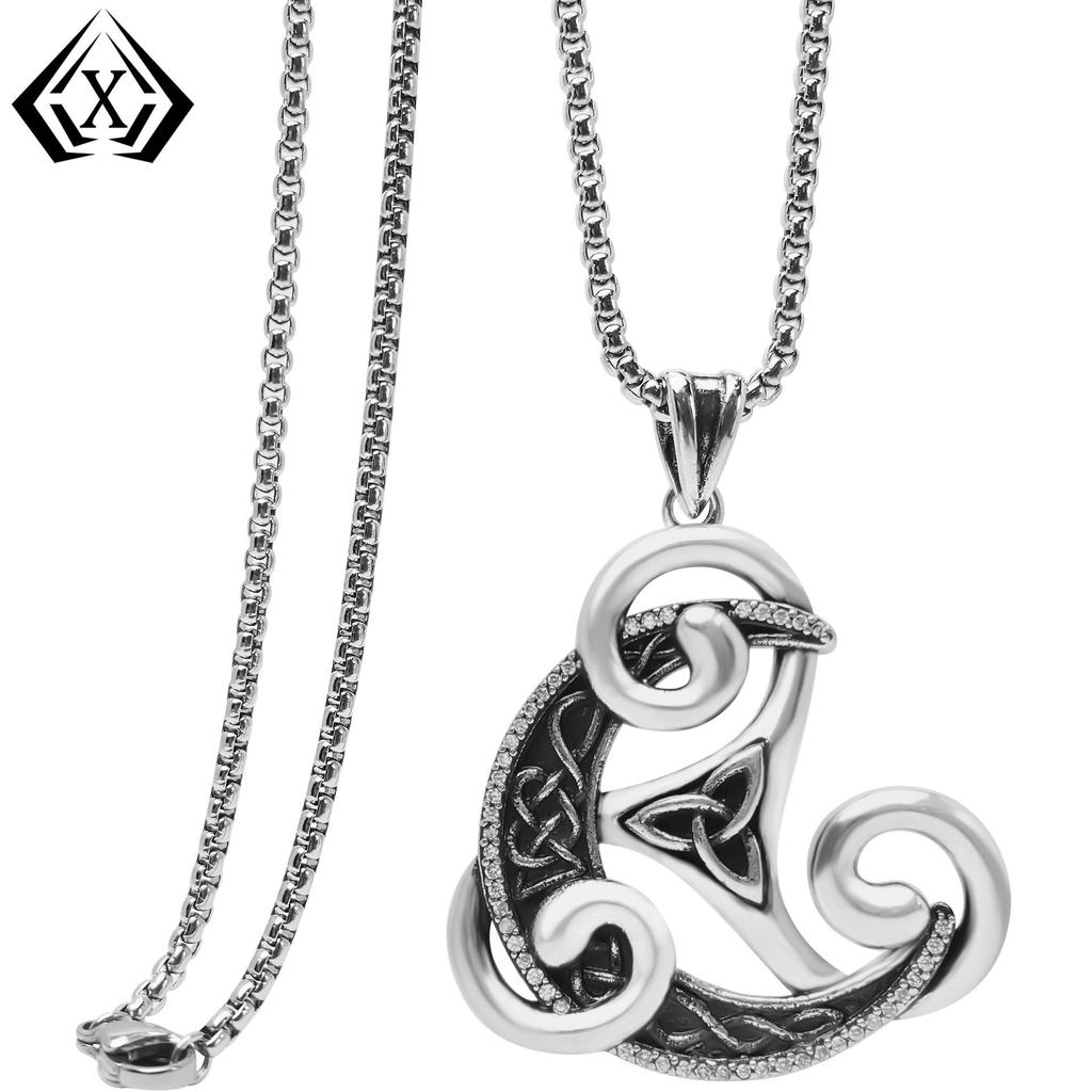 Ретро-треугольная подвеска с кельтским узлом Xiweier с подвеской из меди и циркона