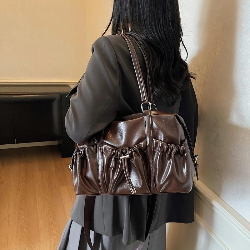 Women PU Leather Crossbody Shoulder Bag 2025 Winter Retro Underarm Bag Luxury Designer Female Brand Handbags and Purses
