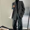 Trend Vintage Plaid Blazer Women Autumn Elegant Commuting Slim Fit Versatile Button Suit Jacket Pocket Lapel Woolen Coat