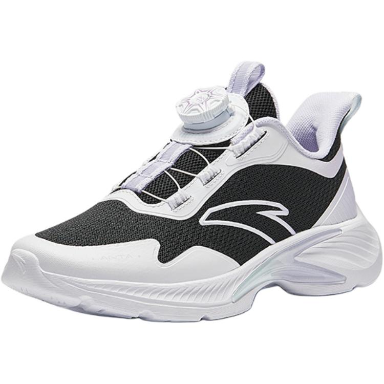 Anta Kids Mesh Comfortable Lightweight Shock Absorbing Low Top Running Shoes Kids Running Shoes Black White Purple A22435531-5