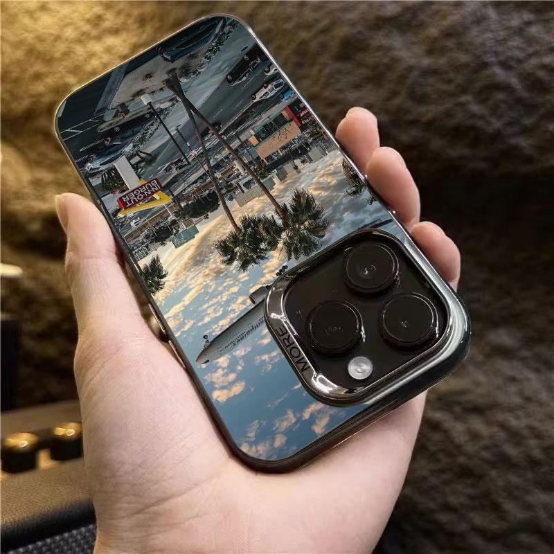 Los Angeles Sunset Cityscape Palm Tree Pattern Design Protective Cover for iPhone 17 16 15 14 13 12 11 16E Series Pro Max Plus