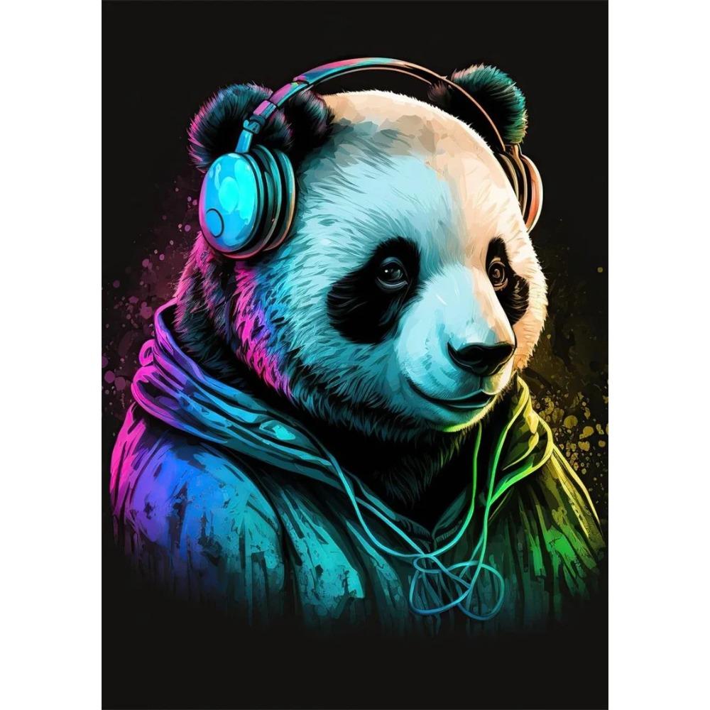 Поп-арт Цветные Неоновые Животные DJ Музыка Постер Эстетичная Капибара Кошка Собака Панда Кролик Печать на Холсте Настенное Искусство Настенная Живопись Декор Комнаты