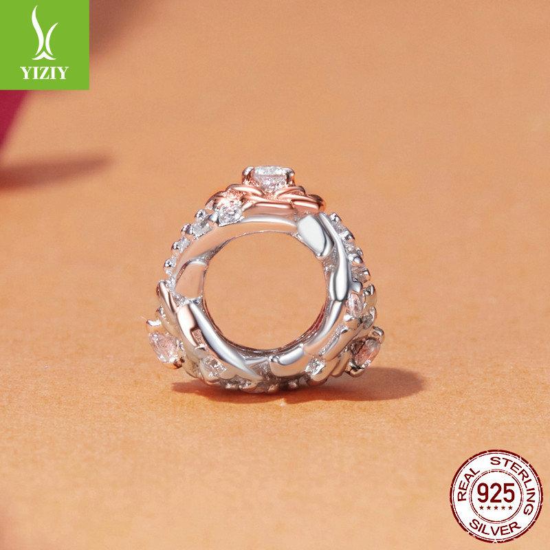 Бусины для браслета «Роза» из розового золота, романтичные элитные бусины из серебра S925, россыпные бусины