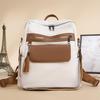 Simple Color Block Retro Women's Backpack New Year's New Casual Large Capacity Student Bag American Shoulder Bag