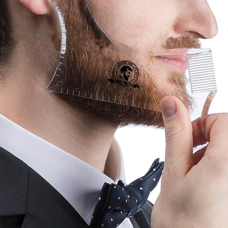 Мужская расческа для укладки бороды, прозрачный шаблон, расчески для формирования бороды, косметические инструменты для бородки, усов, бакенбардов