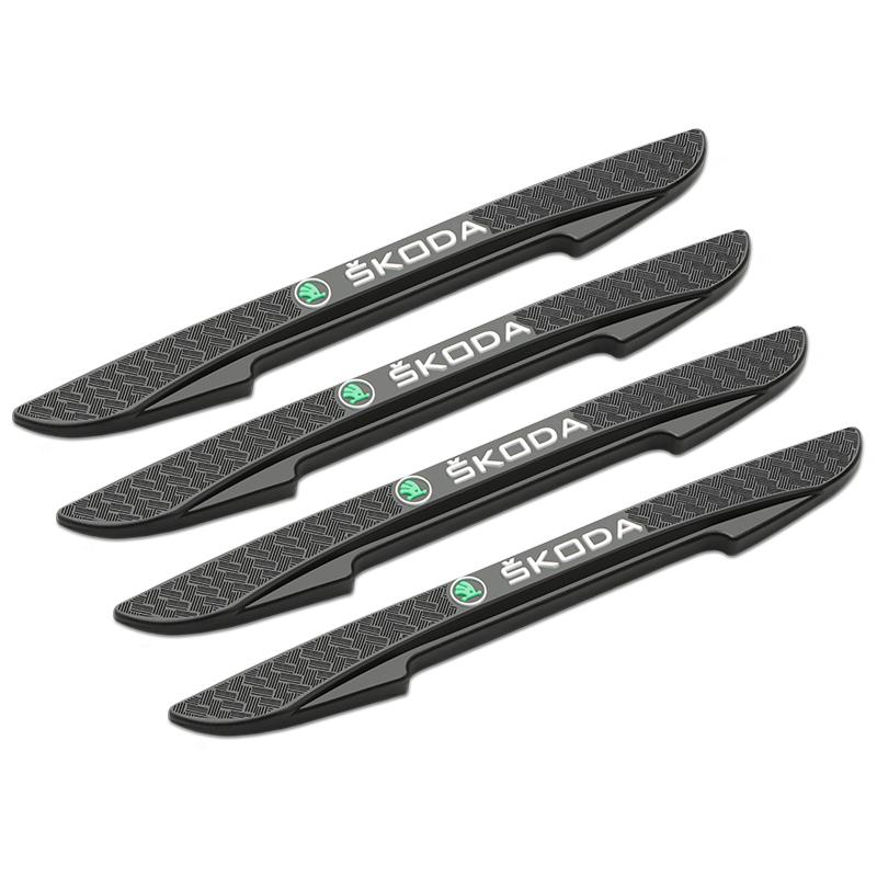 GTMZ9 2025 Hot 4Pcs Car Door Anti-collision Strip Bumper Protective Stickers For Skoda VRS Logo Octavia Fabia Rapid A7 Anti-rust