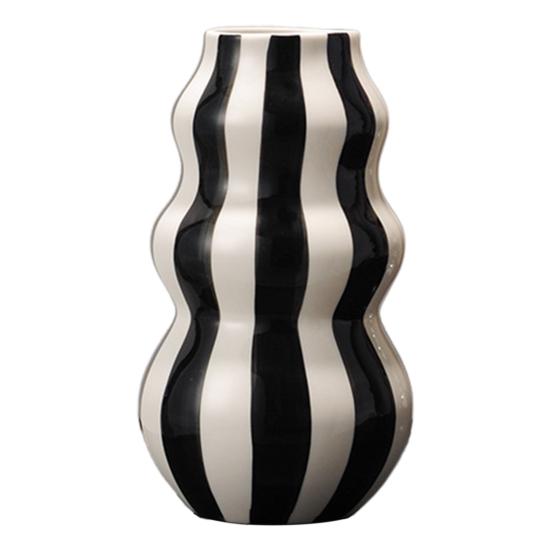 Изысканно изготовленная ваза, полосатый принт, круглая декоративная керамическая ваза, идеальный размер, художественная декоративная ваза, домашний декор