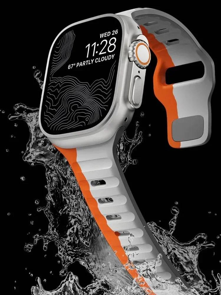 Мягкий силиконовый ремешок для Apple Watch Band Ultra 2, 49 мм, 44 мм, 45 мм, 42 мм, 41 мм, 42 мм, спортивный ремешок для часов iwatch Serise 5, 6, 7, 8, 9, браслет