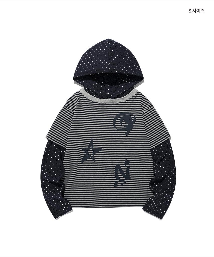 ISTKUNST X9090 9Star Layerd Hood Ls Tee_Navy(Ik2Ffmt555B)