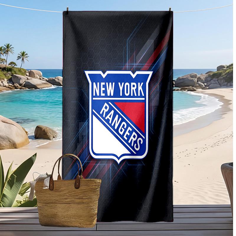 Пляжное полотенце с принтом New York Rangers Мягкое Портативное Быстросохнущее?Сухое полотенце для бассейна, летнего отпуска, активного отдыха на природе