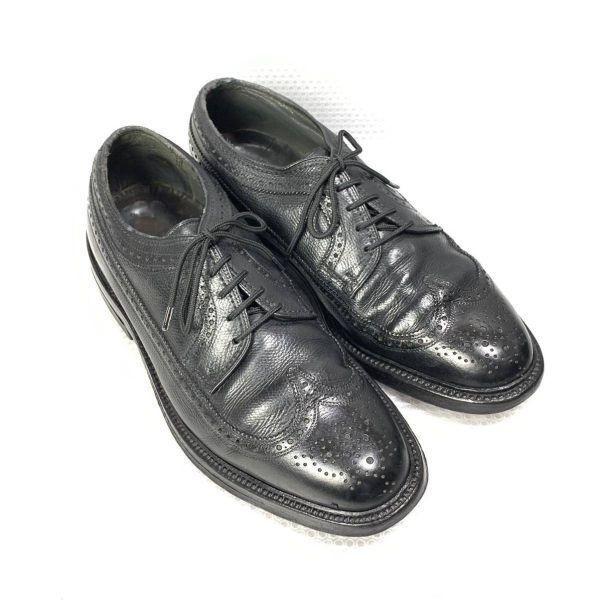 70s-80s Vintage/FREEMAN/Long Wingtip Business Shoes/7E/25.5cm/Black/(USED)