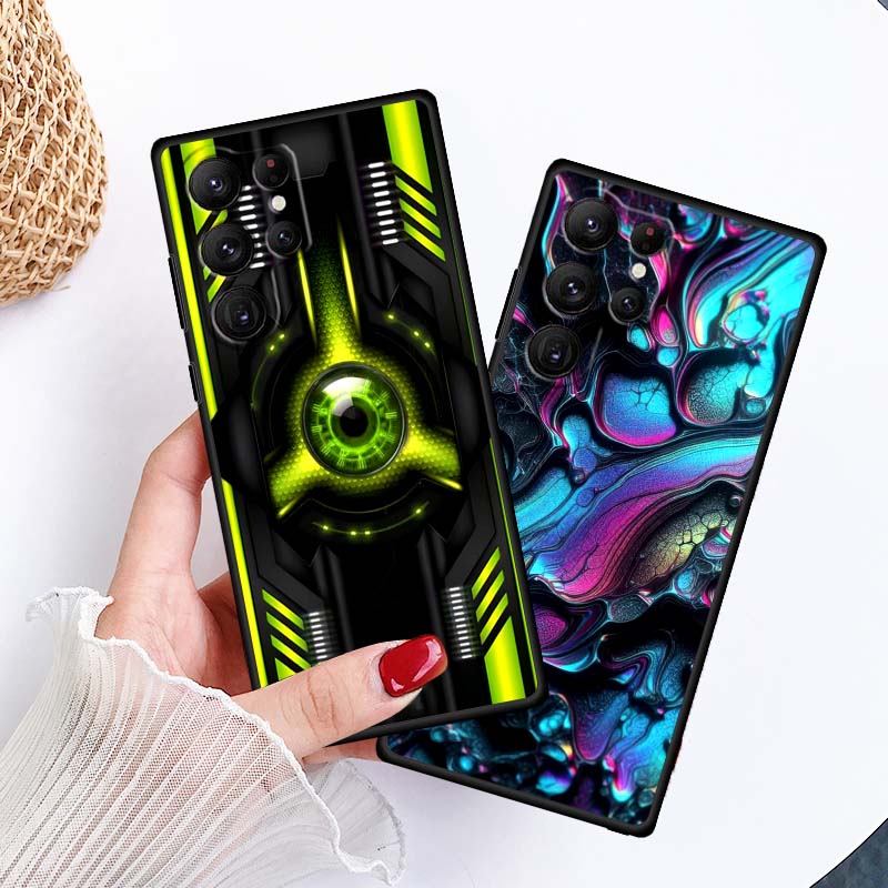 Креативные роскошные художественные узоры Чехол для телефона Для Samsung Galaxy S26 S25 S24 S23 S22 S21 S20 Ultra Plus FE 5G Черный Мягкий ТПУ